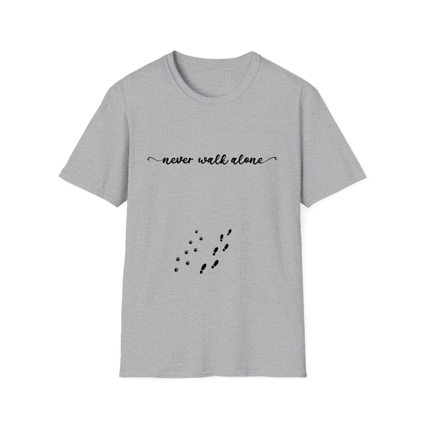 Never Walk alone Man/Woman + Cat/Dog - Unisex Softstyle T-Shirt