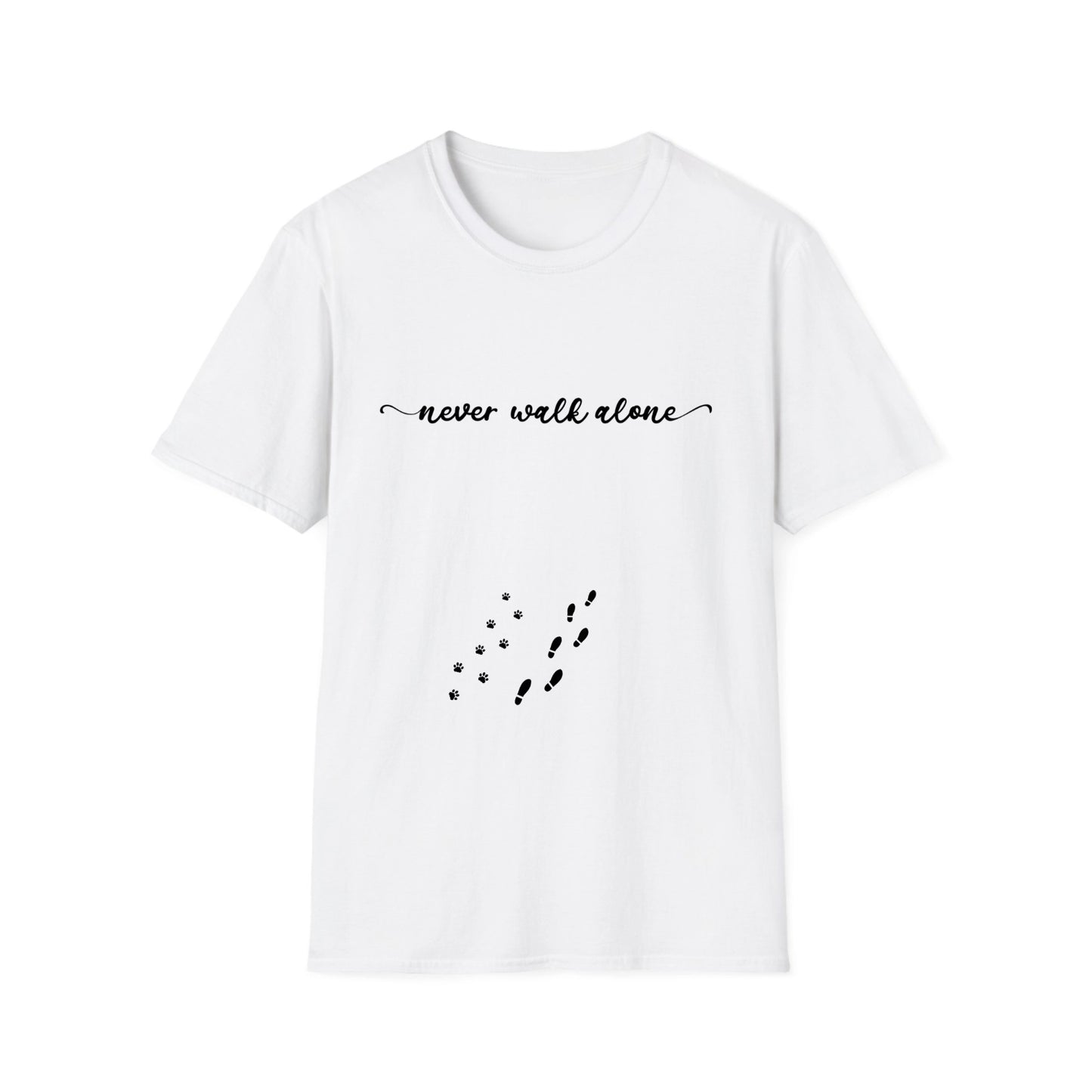 Never Walk alone Man/Woman + Cat/Dog - Unisex Softstyle T-Shirt