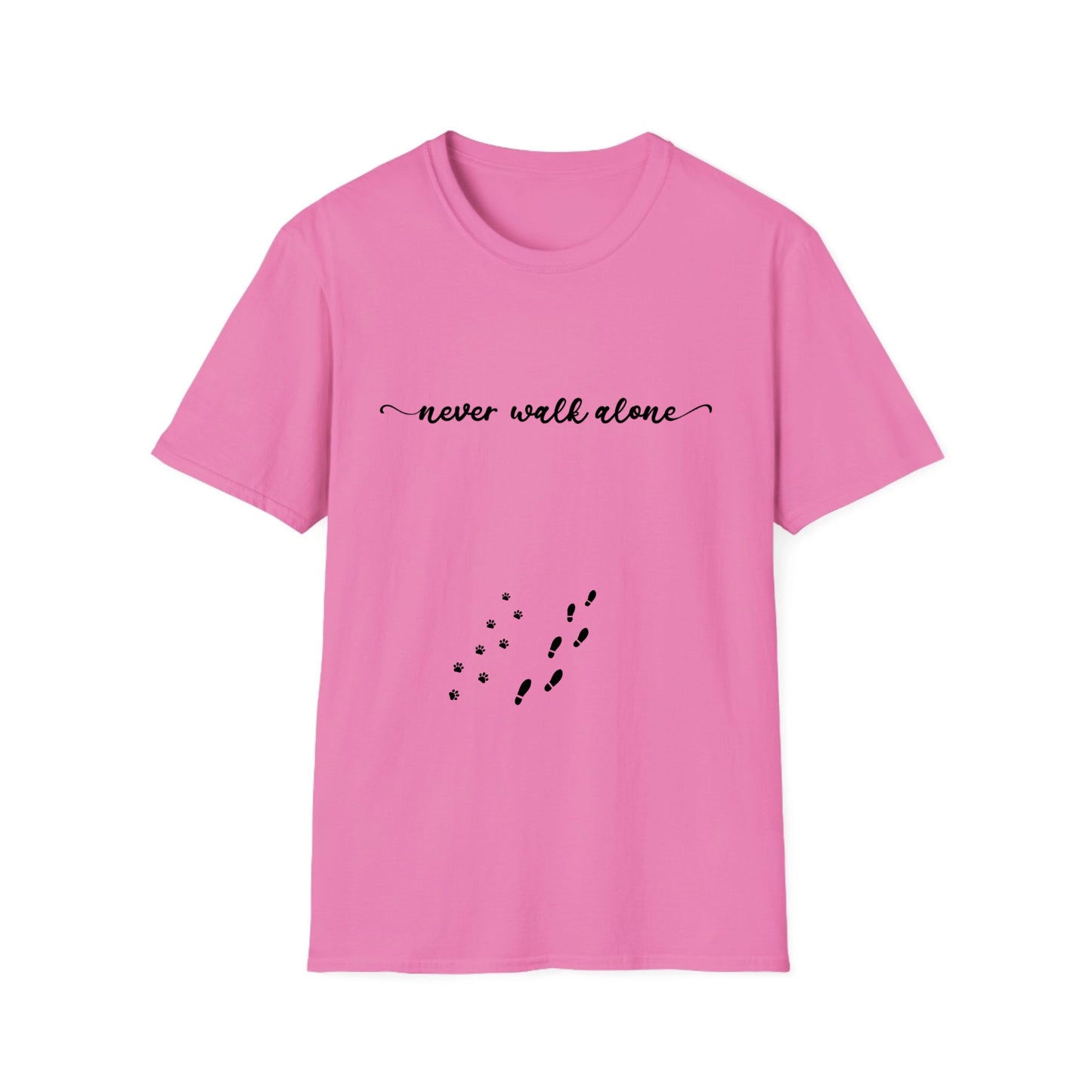Never Walk alone Man/Woman + Cat/Dog - Unisex Softstyle T-Shirt