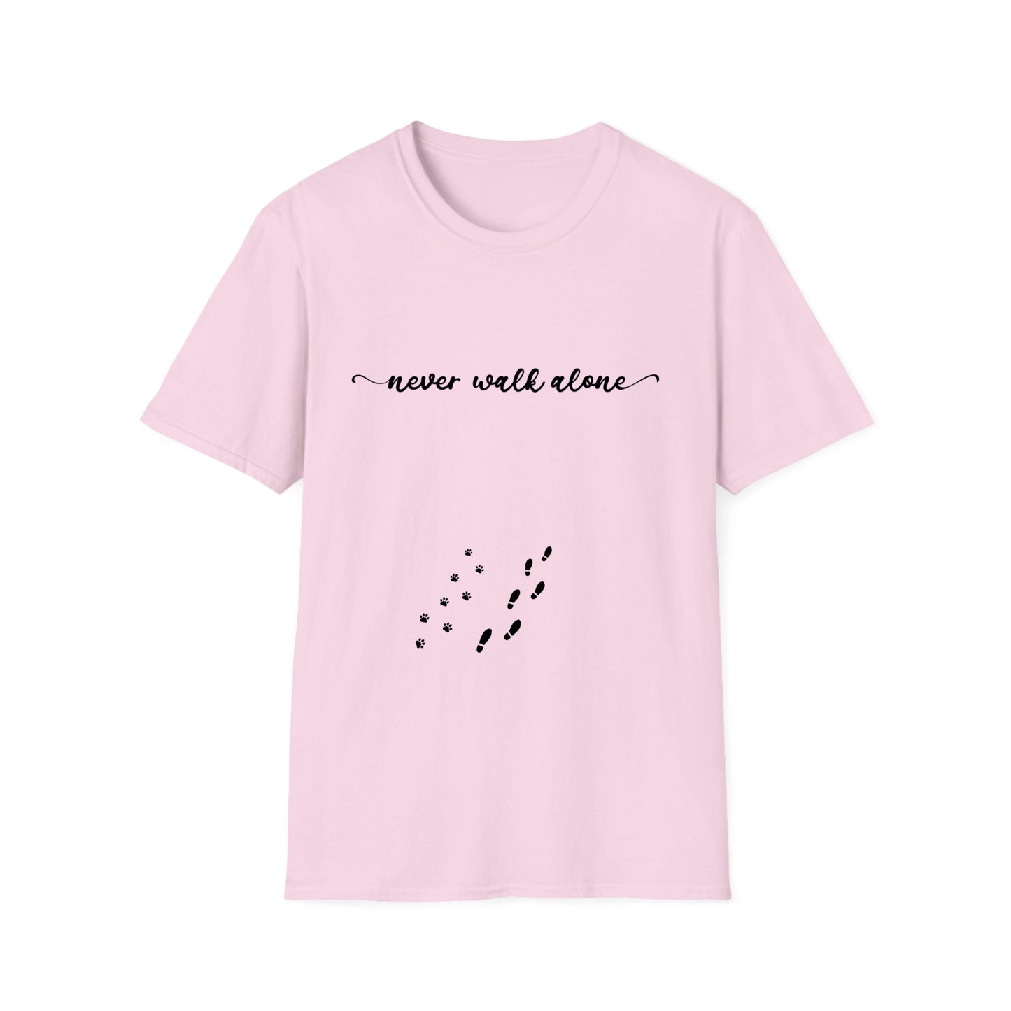 Never Walk alone Man/Woman + Cat/Dog - Unisex Softstyle T-Shirt