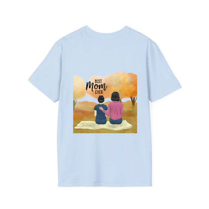 MOM and Child - always with me - Unisex Softstyle T-Shirt Backprint