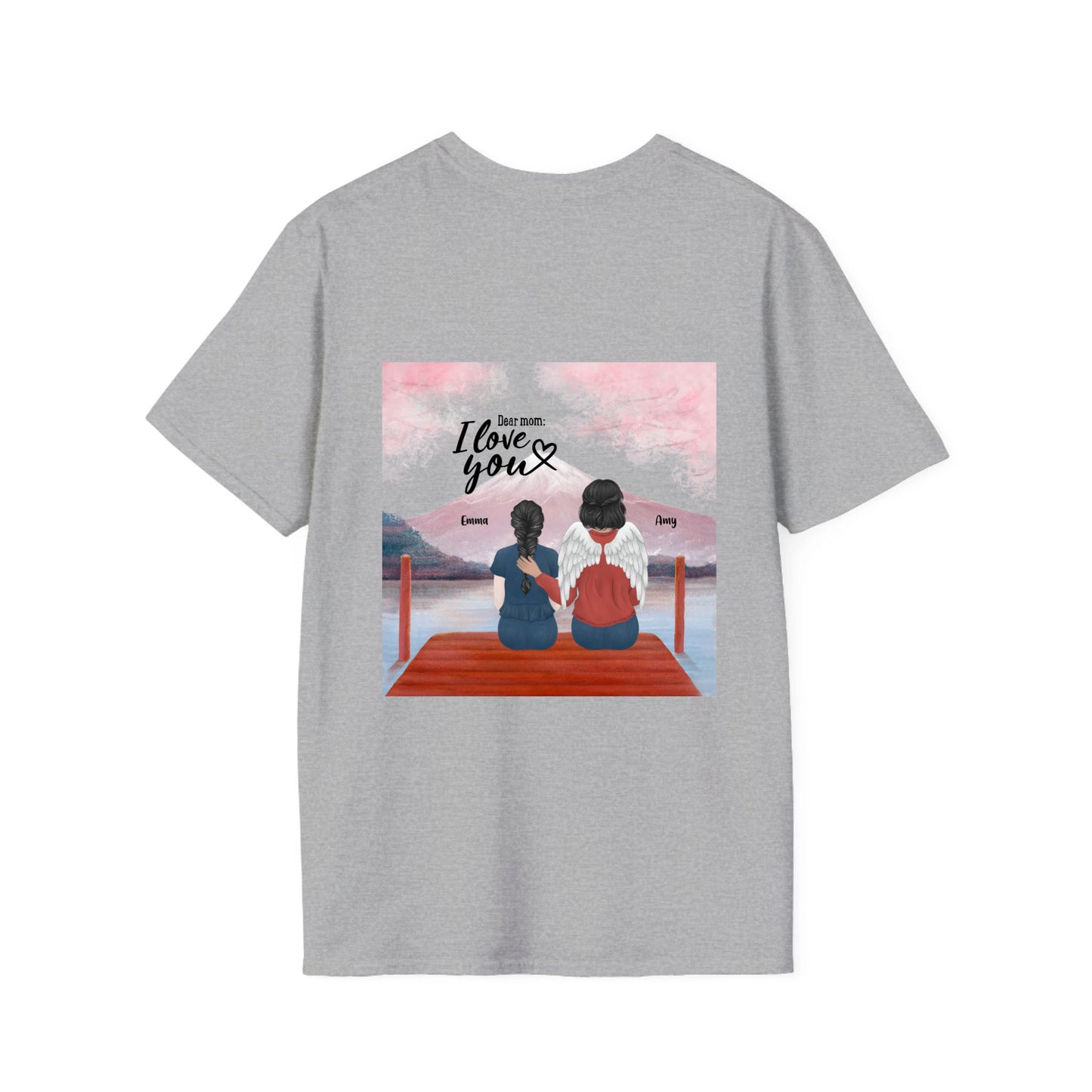 MOM and Child - always with me - Unisex Softstyle T-Shirt Backprint