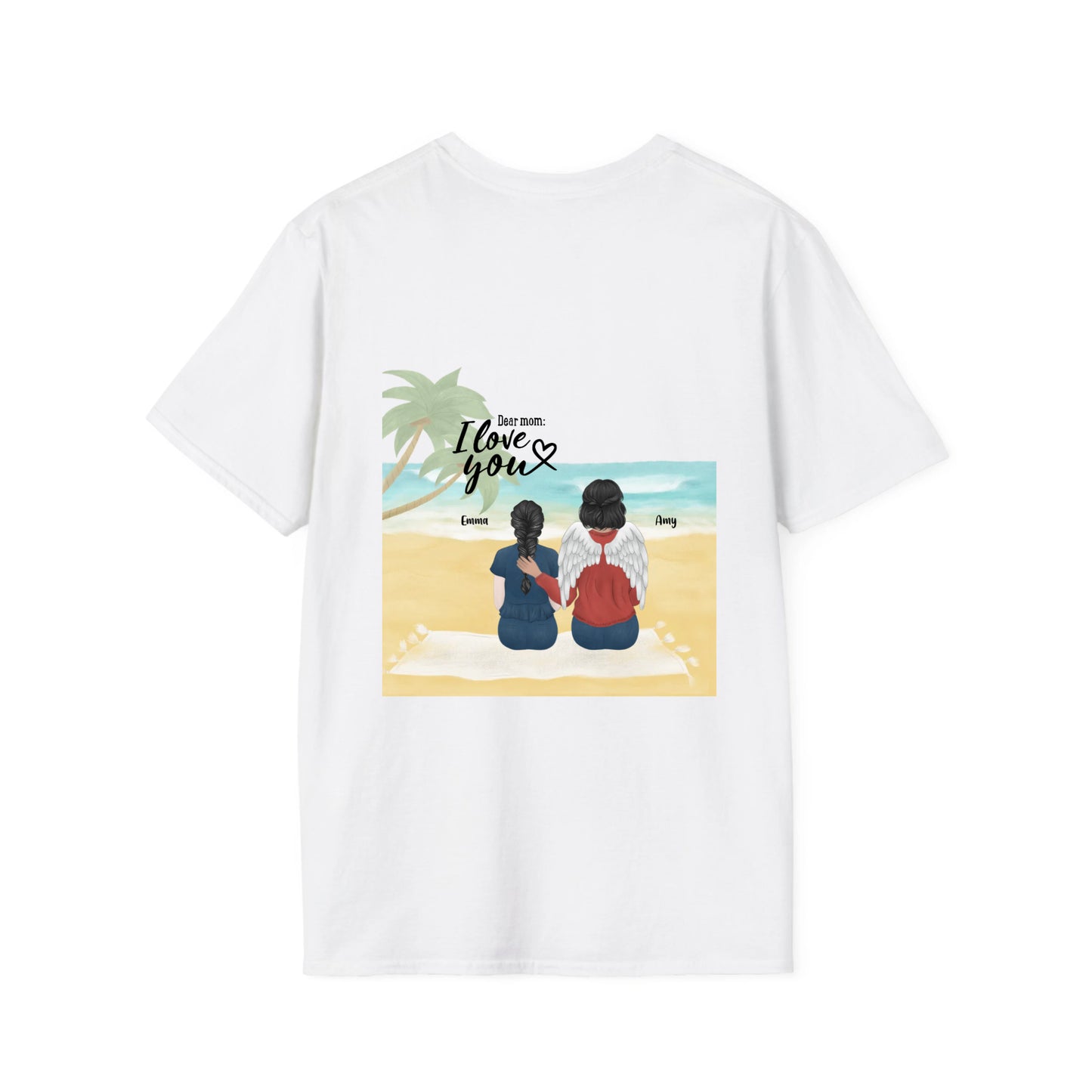 MOM and Child - always with me - Unisex Softstyle T-Shirt Backprint