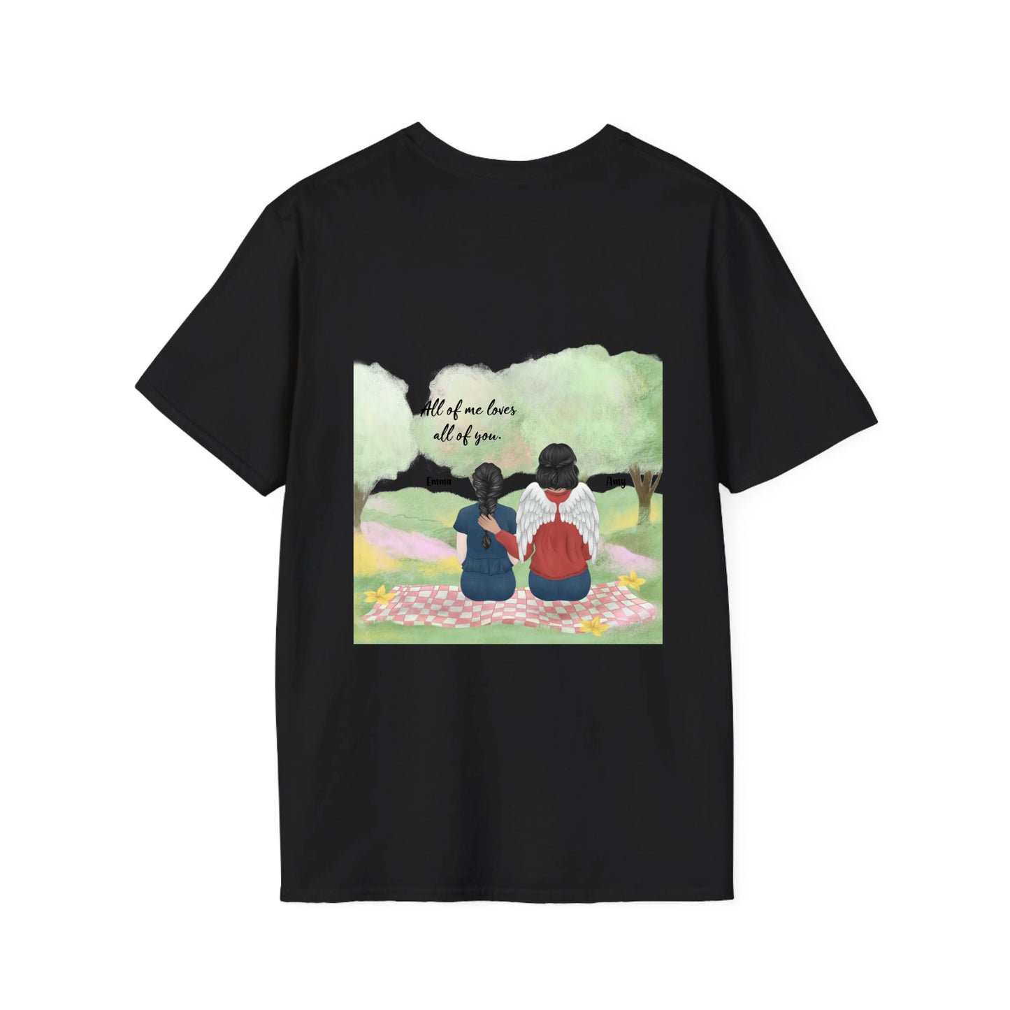 MOM and Child - always with me - Unisex Softstyle T-Shirt Backprint