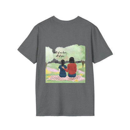 MOM and Child - always with me - Unisex Softstyle T-Shirt Backprint