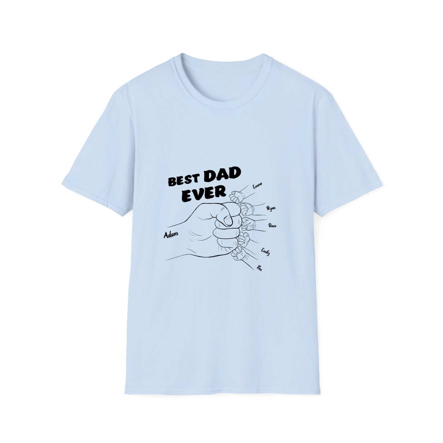Best DAD ever- Line art hands- Unisex Softstyle T-Shirt