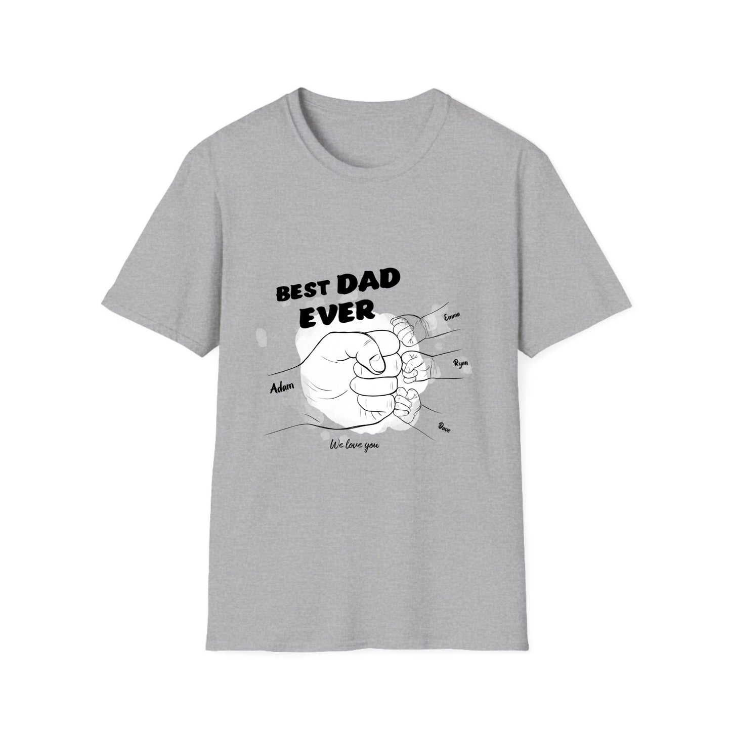Best DAD ever- Line art hands- Unisex Softstyle T-Shirt