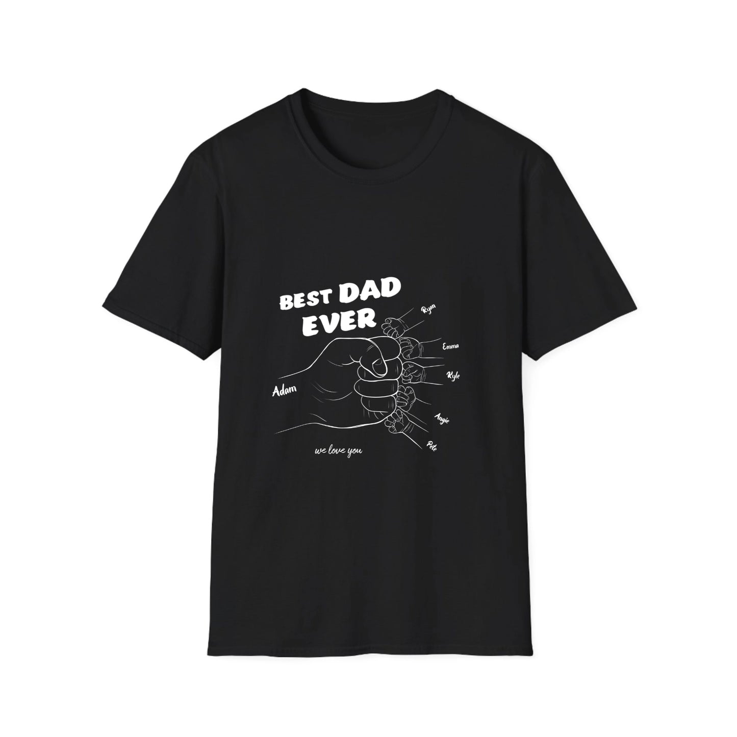 Best DAD ever- Line art hands- Unisex Softstyle T-Shirt