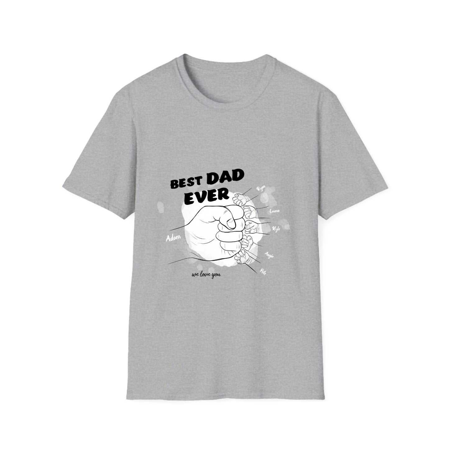 Best DAD ever- Line art hands- Unisex Softstyle T-Shirt