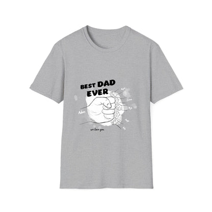 Best DAD ever- Line art hands- Unisex Softstyle T-Shirt