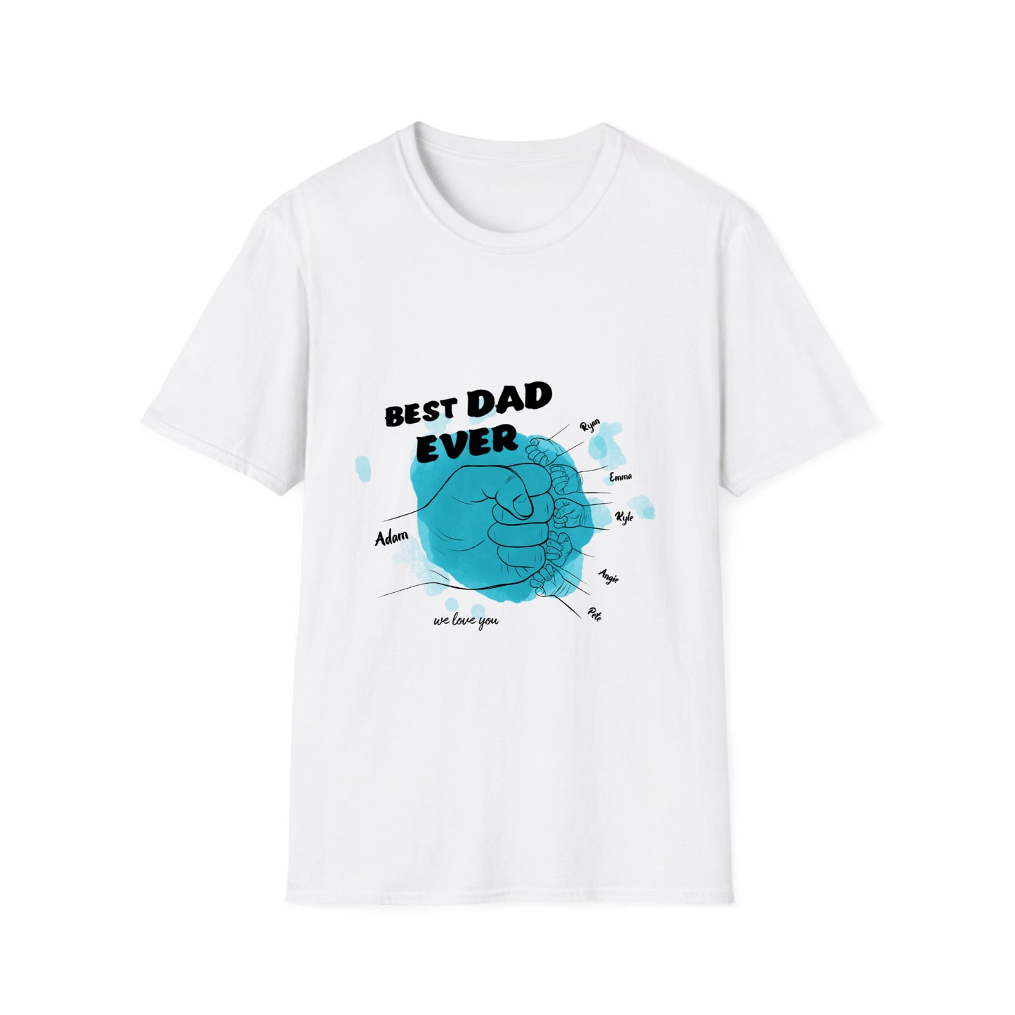 Best DAD ever- Line art hands- Unisex Softstyle T-Shirt