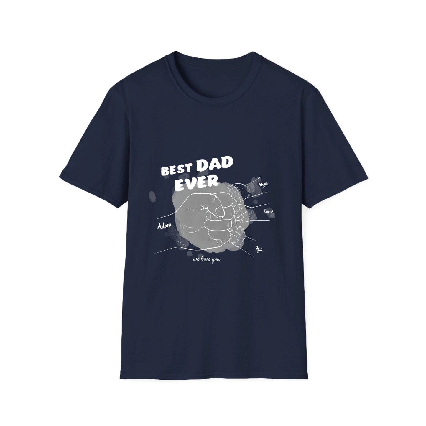 Best DAD ever- Line art hands- Unisex Softstyle T-Shirt